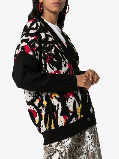 Shop Angel Chen Paint Splatter Jacquard Wool Cardigan In Multicoloured