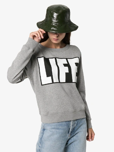 Shop Moncler Life Print Sweatshirt - Women's - Polyamide/cotton In Grey