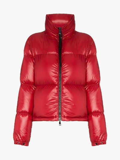 Shop Moncler Rimac Feather-down Quilted Coat In Red