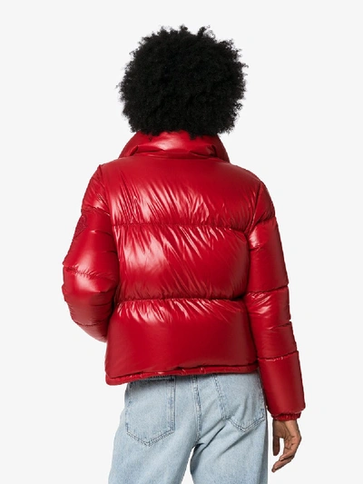 Shop Moncler Rimac Feather-down Quilted Coat In Red