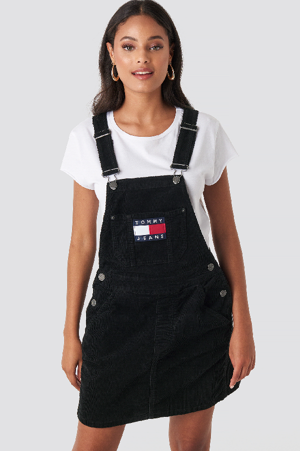 Tommy Jeans Dungaree Dress Black | ModeSens