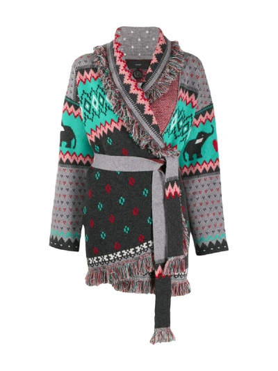 Shop Alanui Cashmere Knitted Cardi-coat In Green