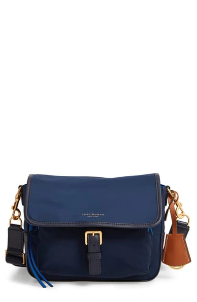 Shop Tory Burch Perry Colorblock Nylon Crossbody Bag In Royal Navy