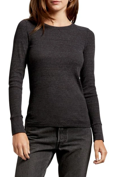 Shop Michael Stars Juliet Long Sleeve Thermal Tee In Charcoal