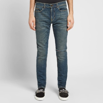 Shop Saint Laurent Skinny Fit Low Waist Jean In Blue