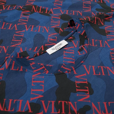 Shop Valentino Camo Vltn Grid Tee In Blue