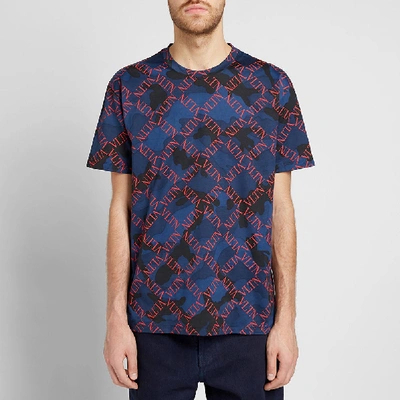 Shop Valentino Camo Vltn Grid Tee In Blue