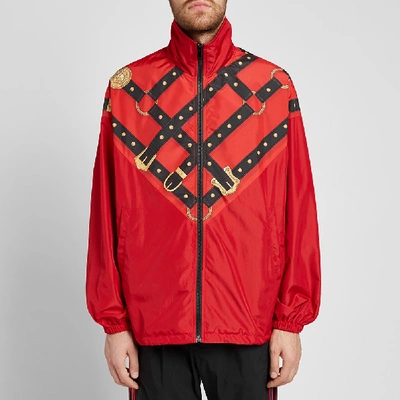 Shop Versace Harness Nylon Track Jacket In Red