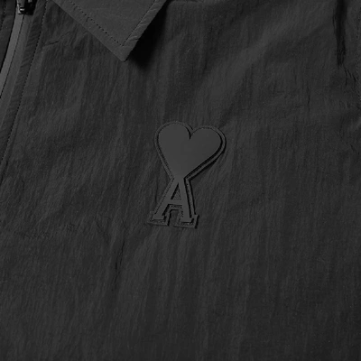 Shop Ami Alexandre Mattiussi Ami Heart Logo Hooded Windbreaker In Black