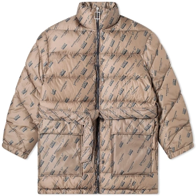 Shop Wooyoungmi All Over Logo Puffer Jacket In Neutrals