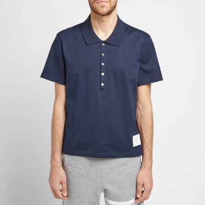 Shop Thom Browne Relaxed Fit Polo In Blue