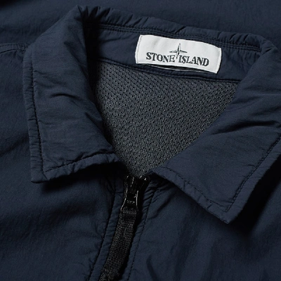 Shop Stone Island Brushed Cotton Garment Dyed Zip Overshirt In Blue