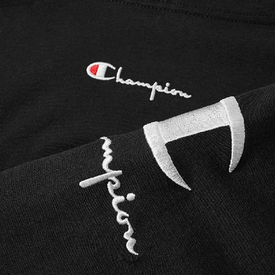 Shop Champion Reverse Weave Women's Sleeve Logo Hoody In Black