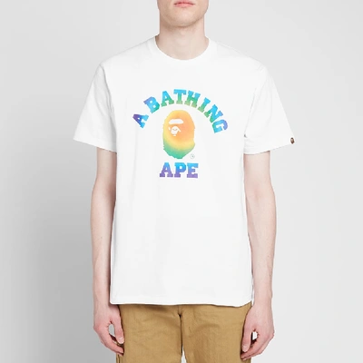 Shop A Bathing Ape Rainbow College Tee In White