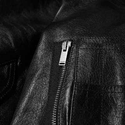 Shop Saint Laurent Leather Shearling Bomber Jacket In Black