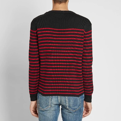 Shop Saint Laurent Stripe Sailor Crew Knit In Red