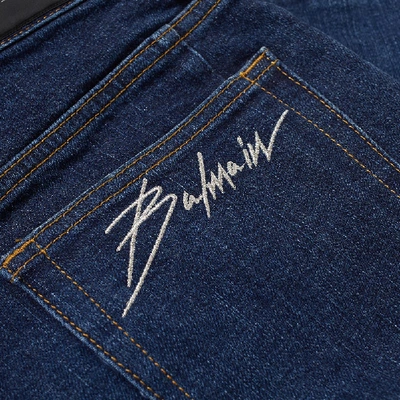 Shop Balmain Signature Biker Jean In Blue