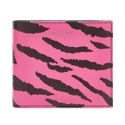 Shop Saint Laurent Zebra East West Billfold Wallet In Pink