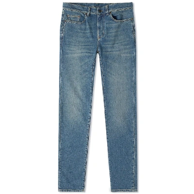 Shop Saint Laurent Skinny Fit Low Waist Jean In Blue