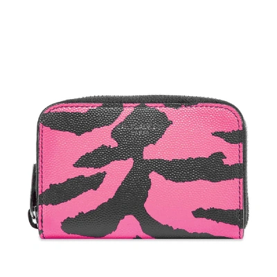 Shop Saint Laurent Zebra Zip Coin Wallet In Pink
