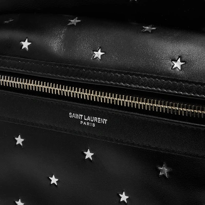 Shop Saint Laurent Silver Star Leather City Backpack In Black