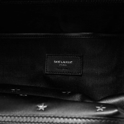 Shop Saint Laurent Silver Star Leather City Backpack In Black