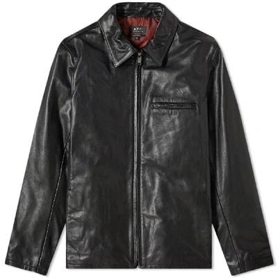 Shop Apc A.p.c. Leather Riders Jacket In Black