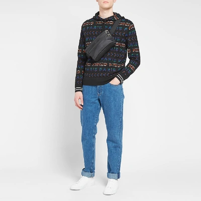 Shop Kenzo All-over Jacquard Knit Hoody In Black