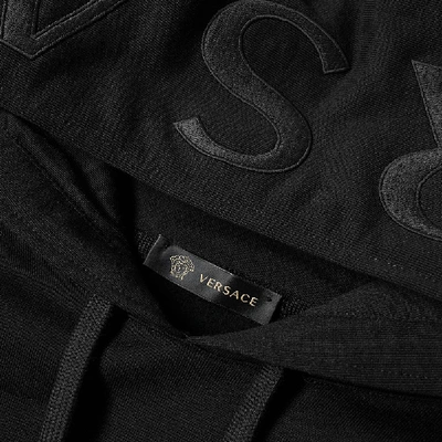 Shop Versace Embroidered Hood Logo Medusa Popover Hoody In Black