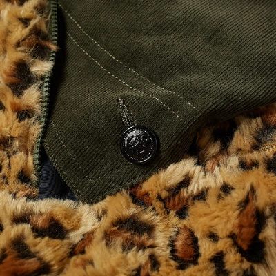 Shop Sacai Leopard Fleece Blouson In Green