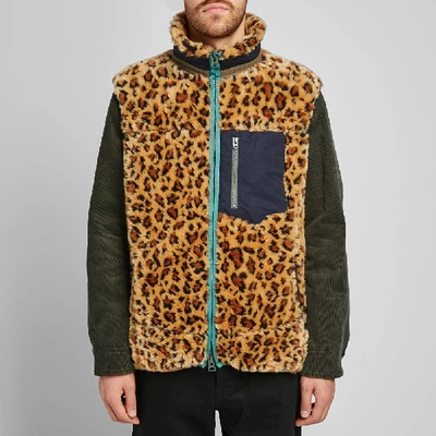Shop Sacai Leopard Fleece Blouson In Green
