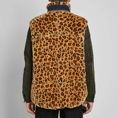 Shop Sacai Leopard Fleece Blouson In Green