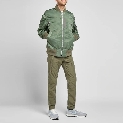 Shop Sacai Cotton Nylon Oxford Pant In Green