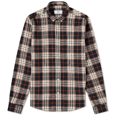 Shop Ami Alexandre Mattiussi Ami Button Down Flannel Check Shirt In Orange