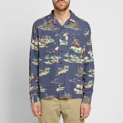 Rrl Western-print Linen-blend Shirt In Blue | ModeSens