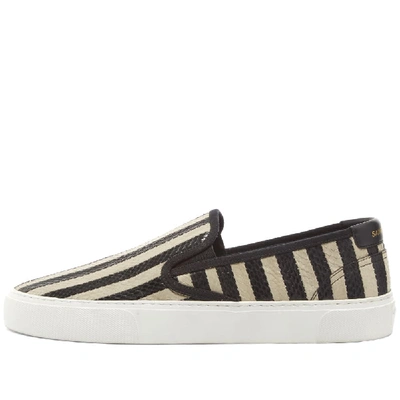 Shop Saint Laurent Venice Slip On Scale Stripe Sneaker In Black