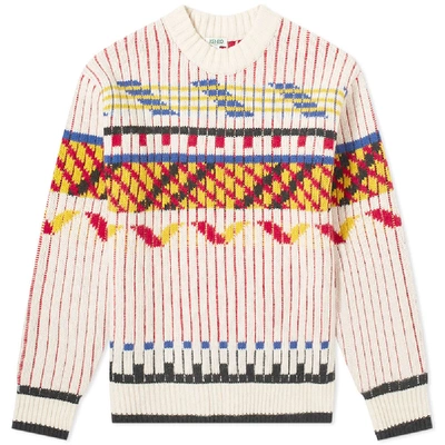 Shop Kenzo Lambswool Peruvian Fair Isle Knit In White