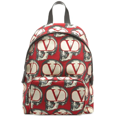 Shop Valentino X Undercover Skull Print Backpack In Red