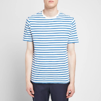 Shop Officine Generale Japanese Stripe Tee In Blue