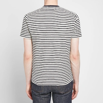 Shop Officine Generale Japanese Stripe Tee In Blue