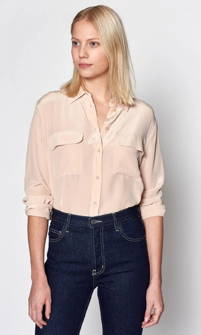 Shop Equipment Slim Signature Silk Shirt In French Nude