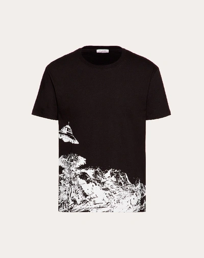 Shop Valentino Uomo T-shirt With Time Traveller Print In Black