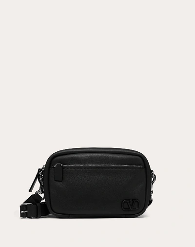 Shop Valentino Garavani Uomo Vlogo Signature Leather Crossbody Bag In Black