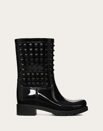 Shop Valentino Garavani Rubber Rain Boot 25mm In Black