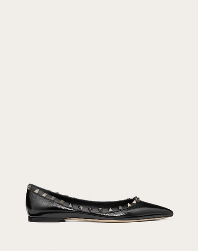 Shop Valentino Garavani Rockstud Naplak Calfskin Ballet Flat In Black