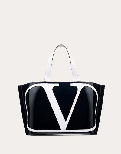 Shop Valentino Garavani Vlogo Coloured Polymer Beach Bag In Black