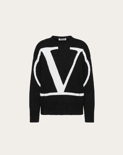 Shop Valentino Vlogo Signature Inlay Cashmere Sweater In Black