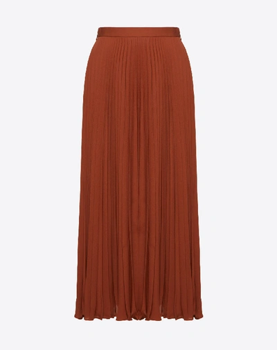 Valentino High-waisted Pleated Silk Midi Skirt In Copper