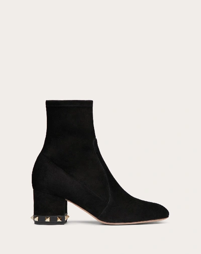 Shop Valentino Garavani Rockstud Suede Leather Ankle Boot 60 Mm In Black