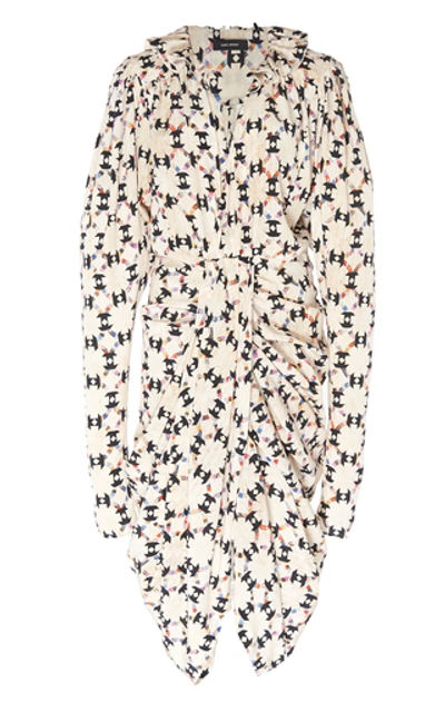 Shop Isabel Marant Blandine Printed Silk-blend Midi Dress In Neutral
